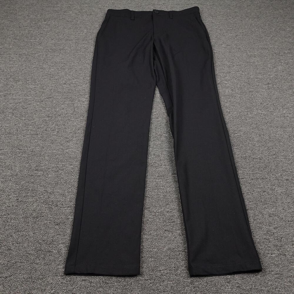 FLX Pants Mens 30x32 Black Premium Flat-Front Slim Dress Stretch Comfort Office